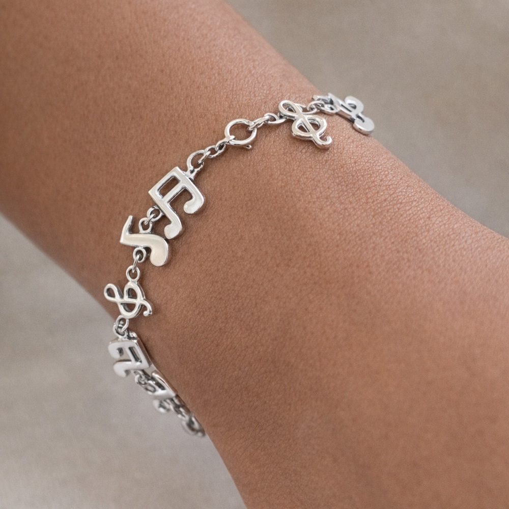 Sterling Silver Music Note Charm Bracelet